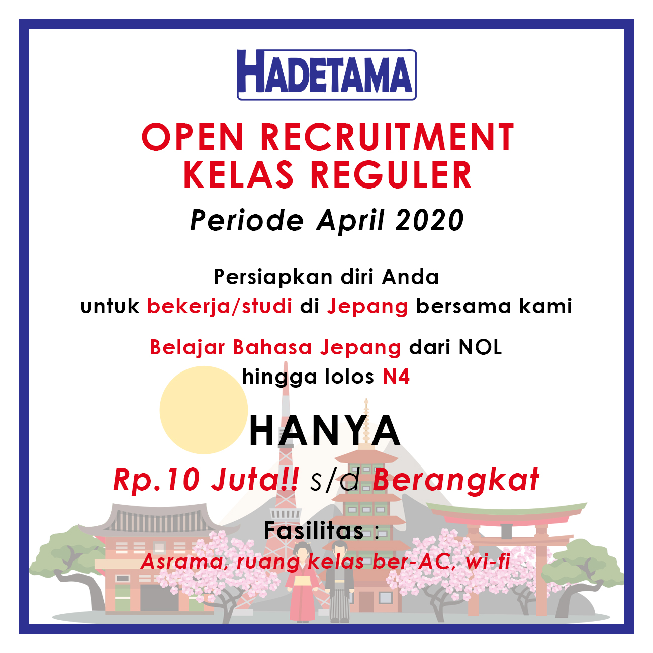 Pembukaan Pendaftaran Siswa April 2020 – LPK Hadetama